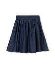 DENIM WIDE ELASTIC BAND MIDI SKIRT