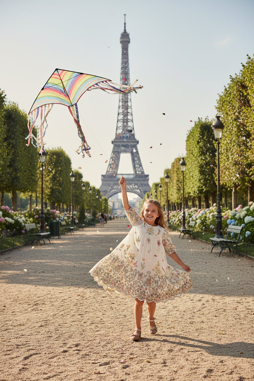 FLORAL SCATTER EMBROIDERY DRESS