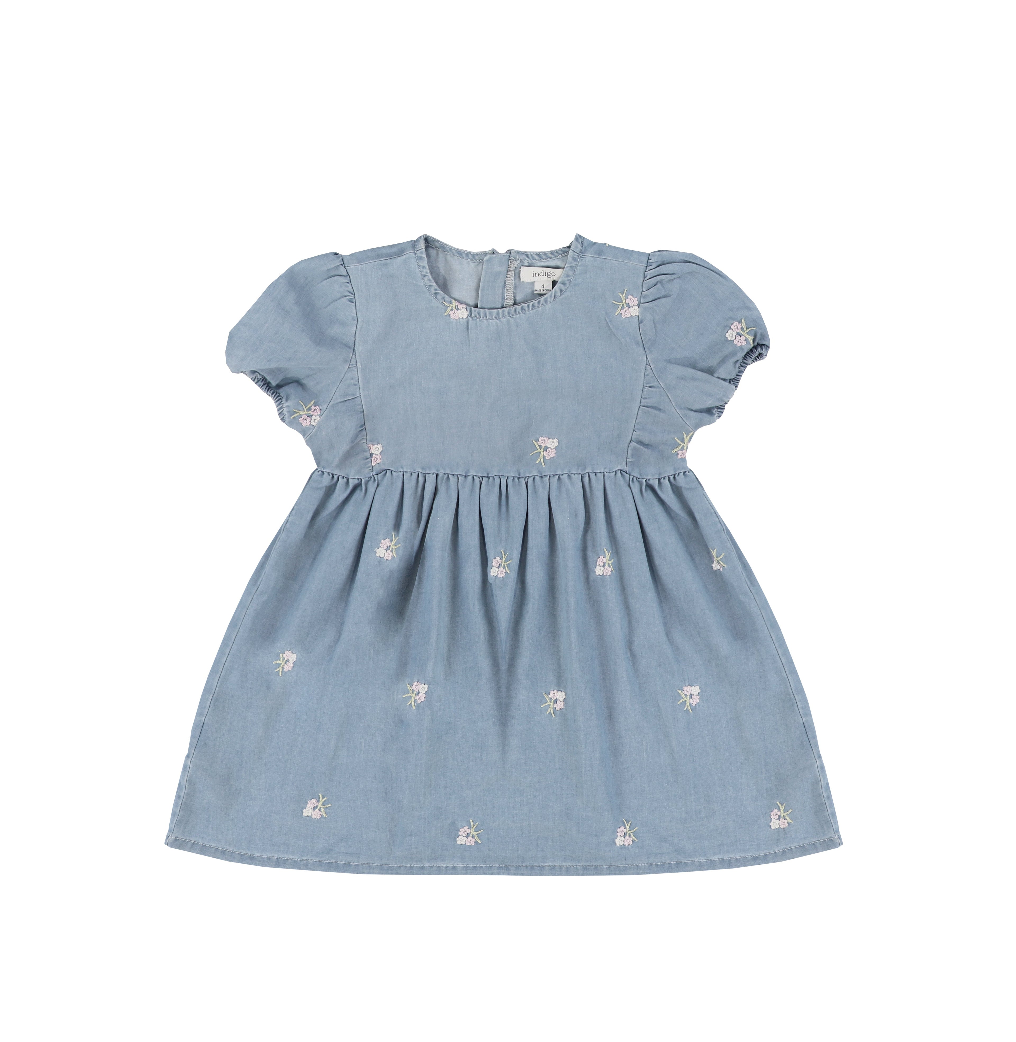 SHORT SLEEVES EMBROIDERED FLOWER DRESS