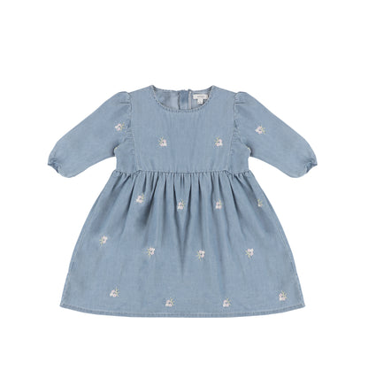 VESTIDO DE FLORES BORDADAS CON MANGAS 3/4