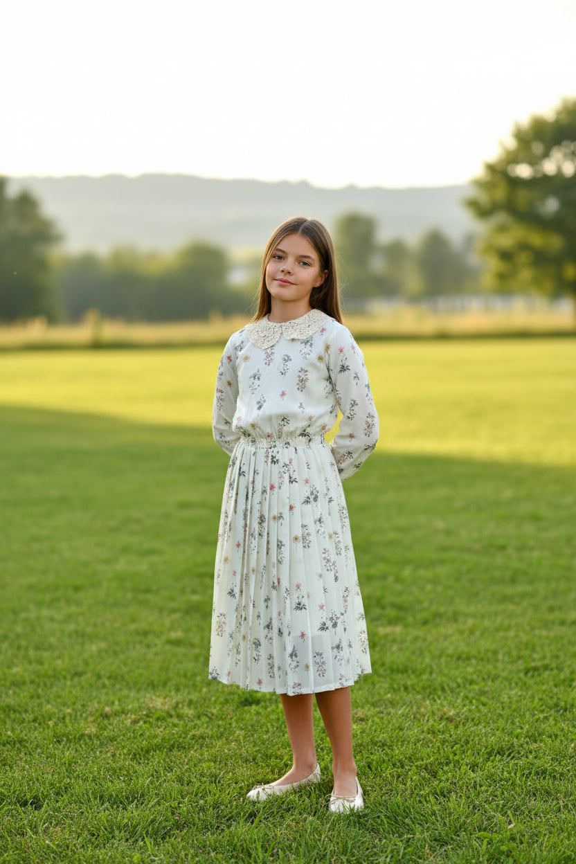 L.S PLEATED COLLAR DRESS