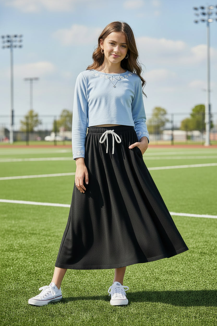 DRAWSTRING MAXI SKIRT